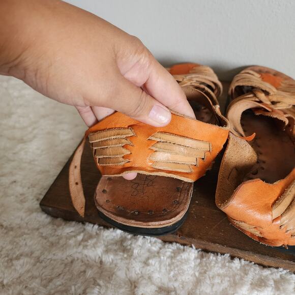 Men's Boho Hand Crafted Huaraches Leather Strappy Sandals Men's Size 8 - Picture 9 of 12